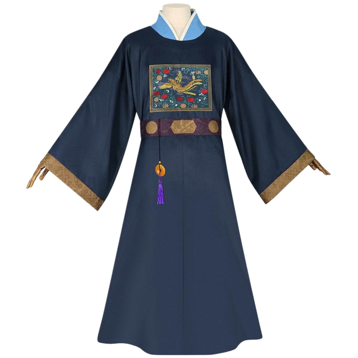 the apothecary diaries jinshi cosplay blue hanfu kimono outfit full front view