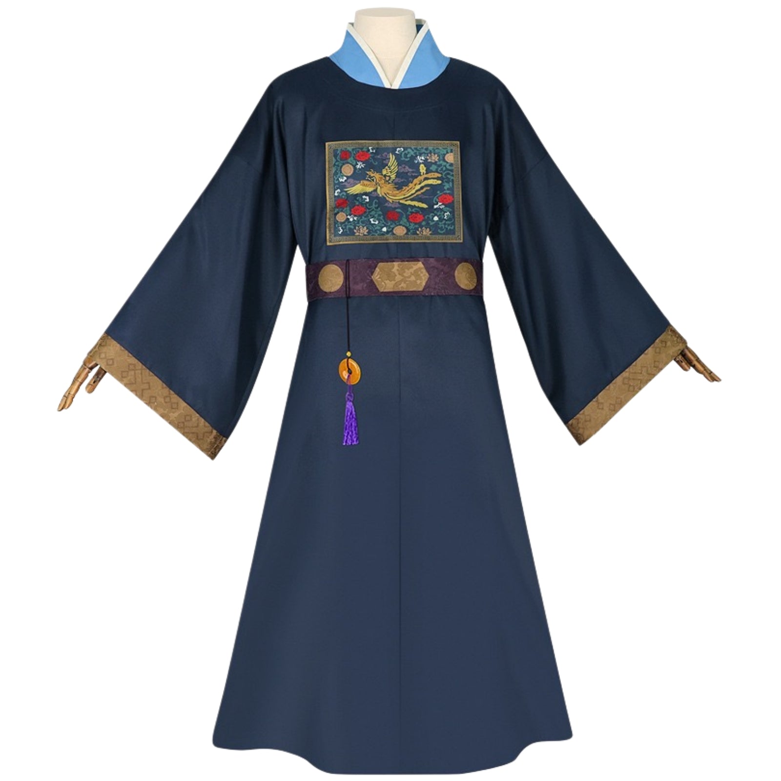 the apothecary diaries jinshi cosplay blue hanfu kimono outfit full front view