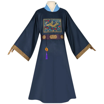 the apothecary diaries jinshi cosplay blue hanfu kimono outfit full front view