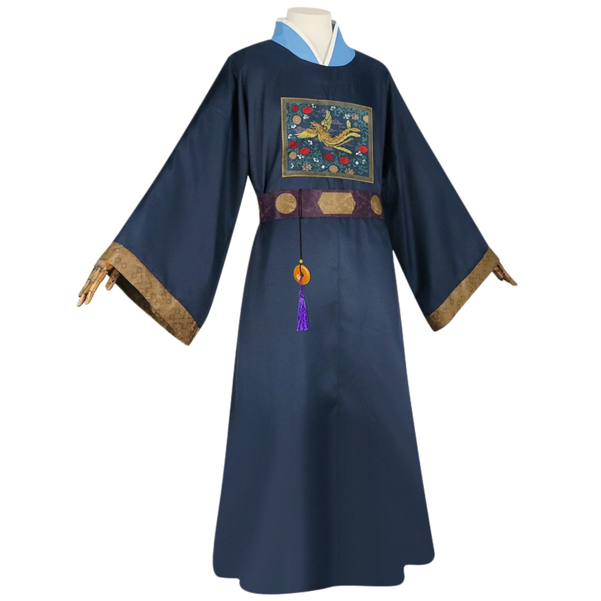 the apothecary diaries jinshi cosplay blue hanfu kimono outfit side profile