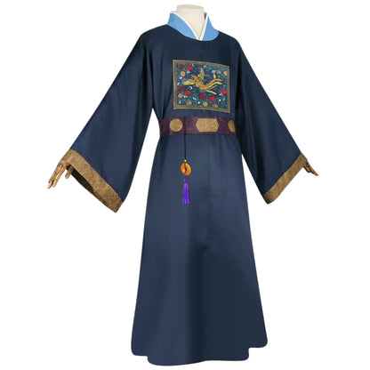 the apothecary diaries jinshi cosplay blue hanfu kimono outfit side profile