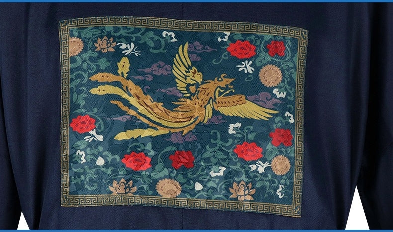 the apothecary diaries jinshi cosplay blue hanfu phoenix rank badge detail