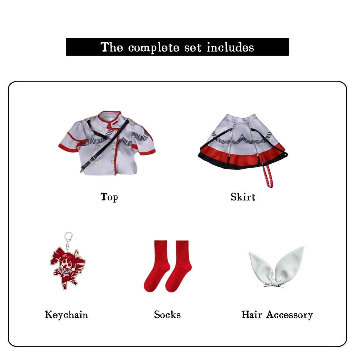 kasane teto cosplay outfit top skirt socks hair clips keychain full set