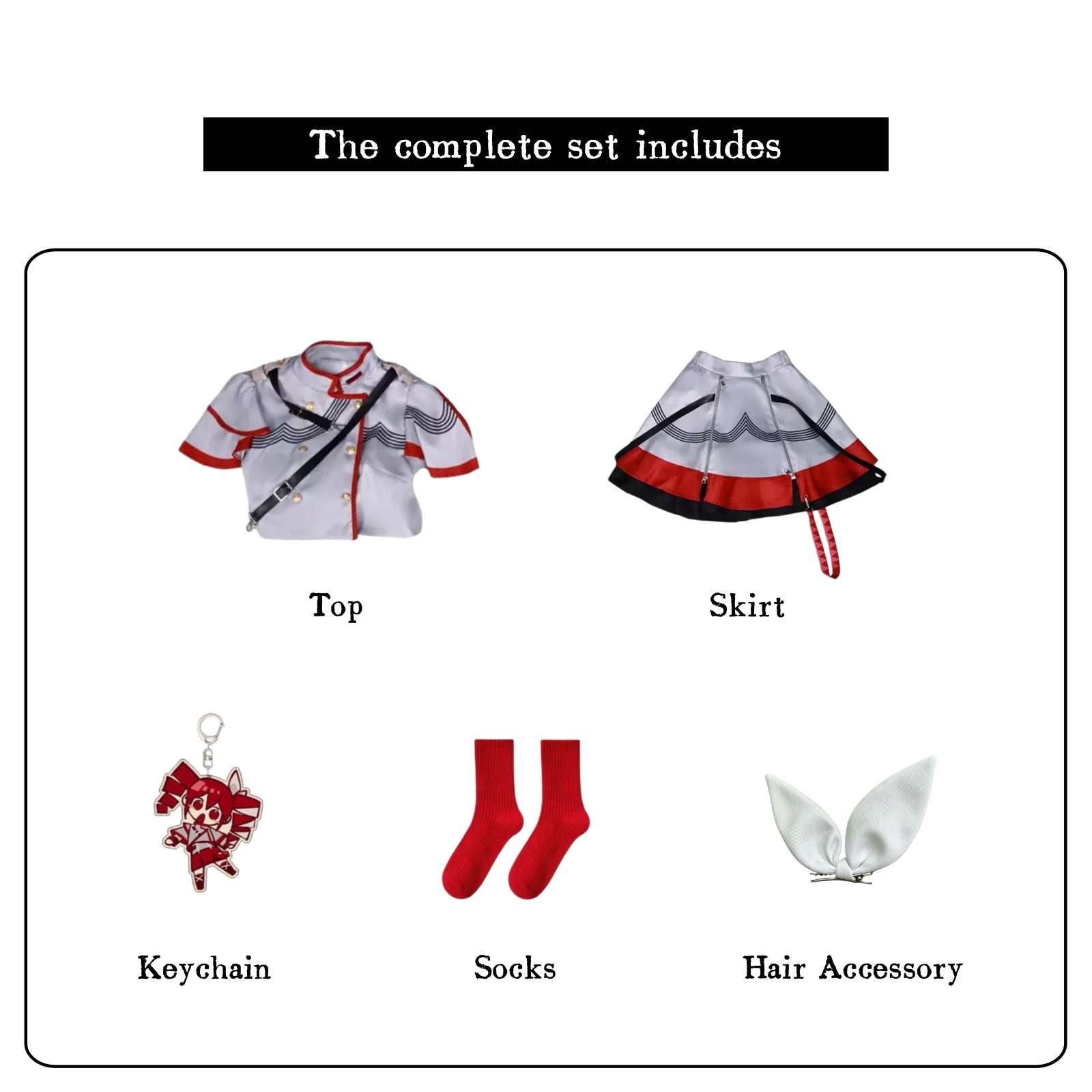kasane teto cosplay outfit top skirt socks hair clips keychain full set