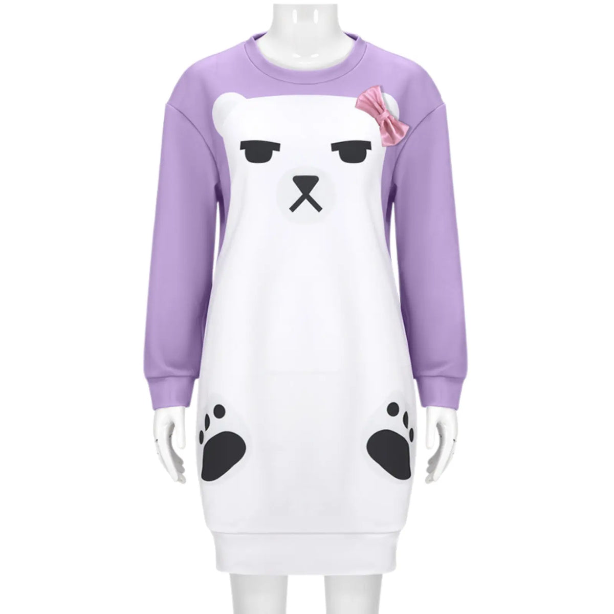 mannequin wearing mira purple bear print pajama dress from kpop demon hunters
