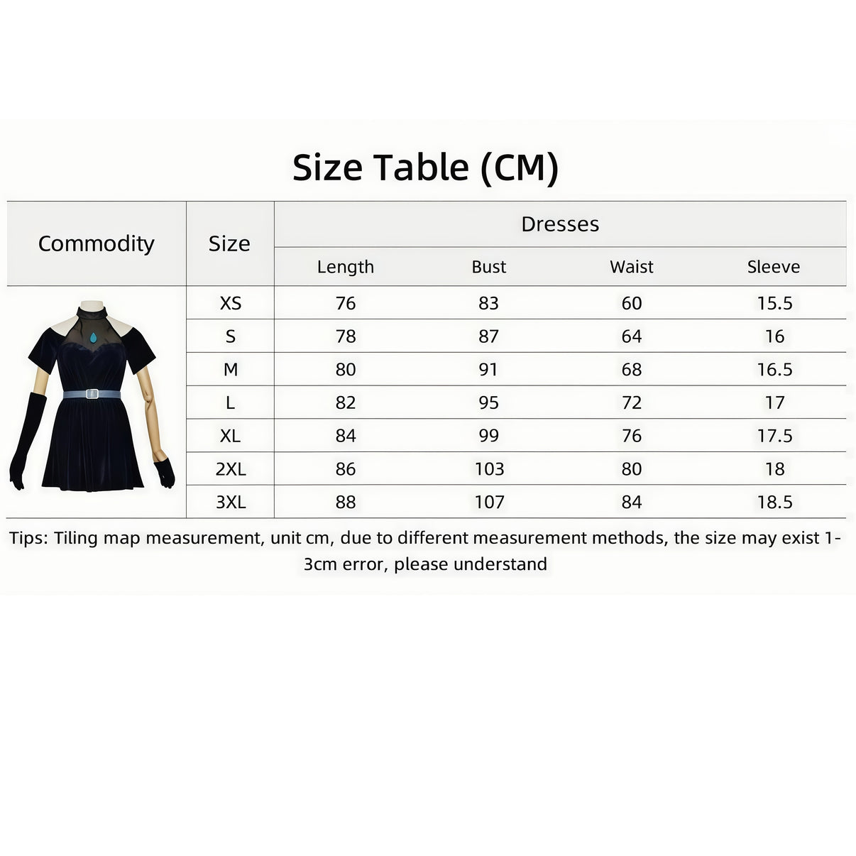 alien stage mizi cosplay blue dress size table in cm