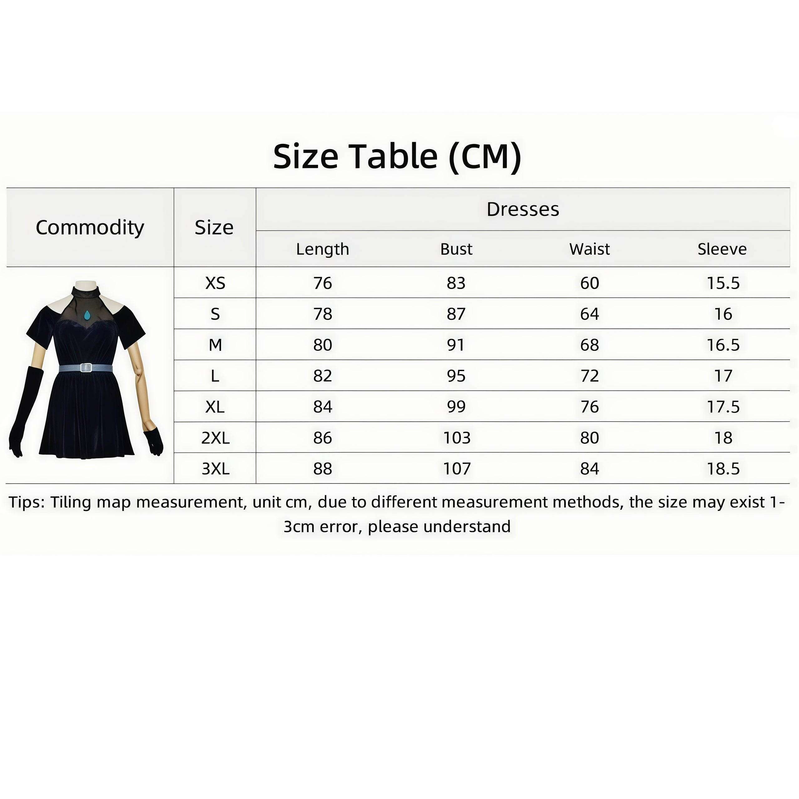 alien stage mizi cosplay blue dress size table in cm