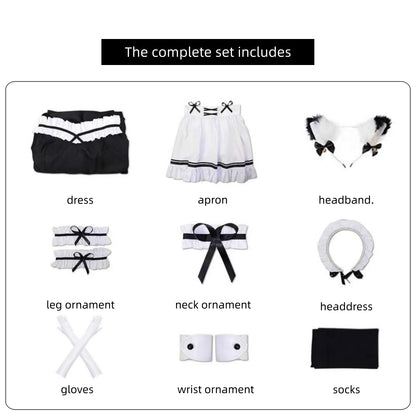 lolita maid dress cosplay costume full accessories parts list display