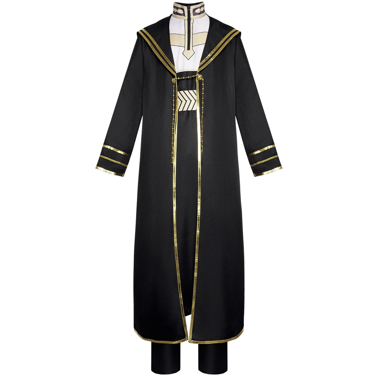 Frieren Heiter black long coat cosplay costume front view