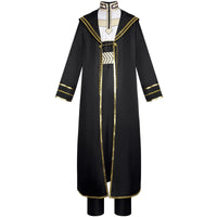 Frieren Heiter black long coat cosplay costume front view