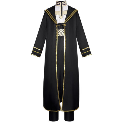 Frieren Heiter black long coat cosplay costume front view