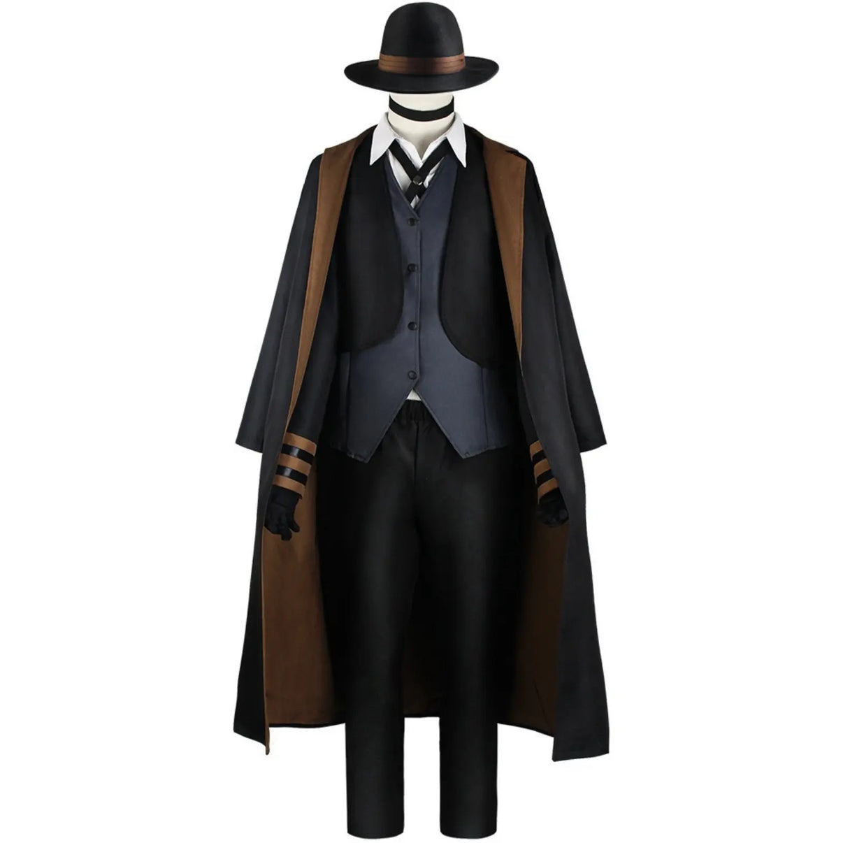 nakahara chuya full cosplay costume, bungo stray dogs mafia uniform with long coat and hat