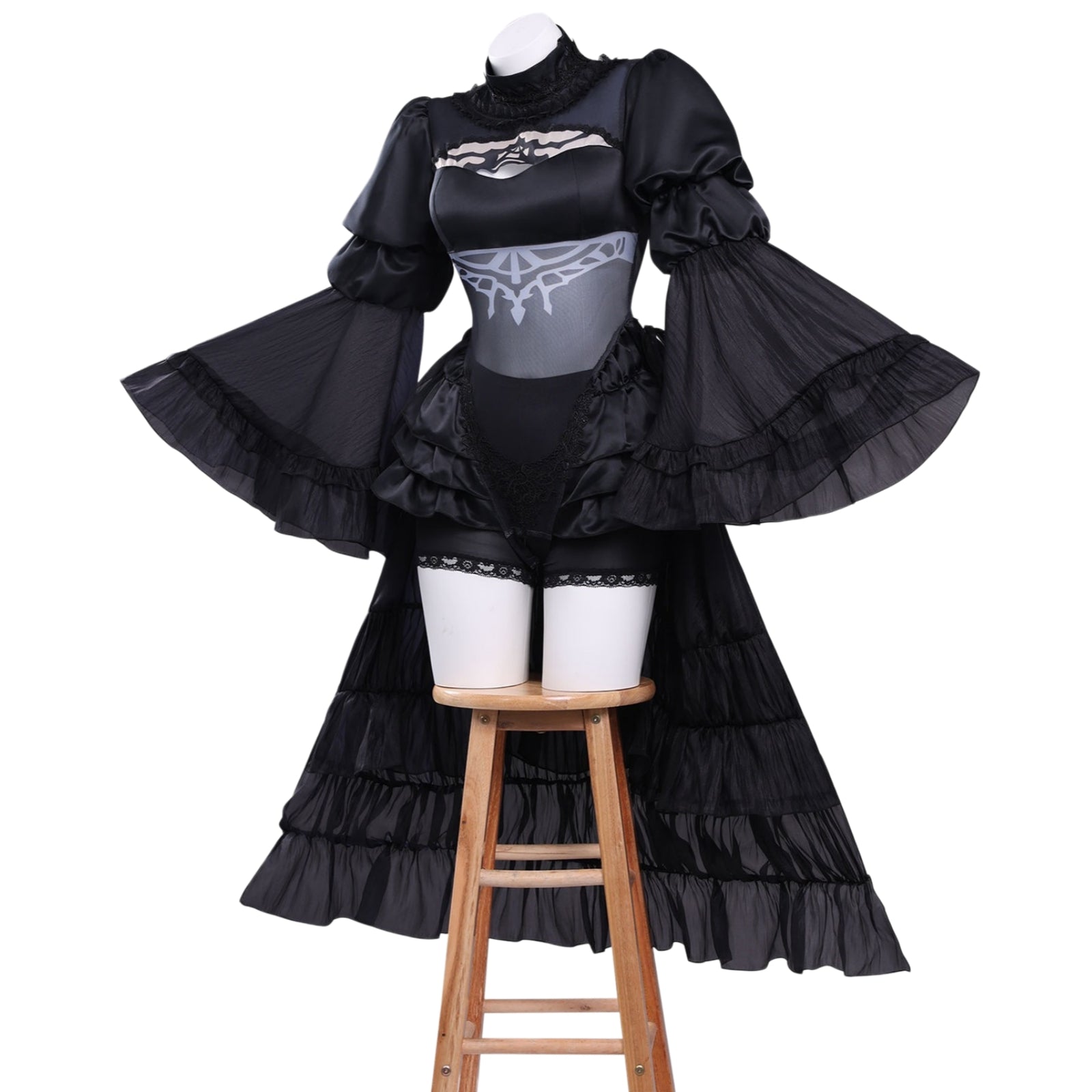 screen accurate nier 2b gothic cosplay dress full front display