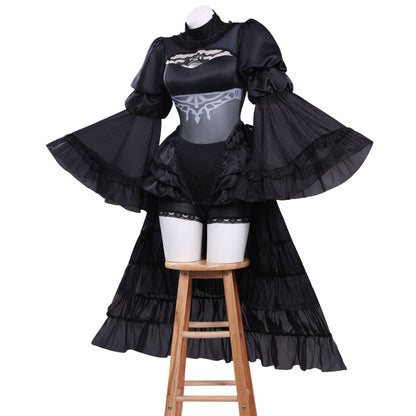 screen accurate nier 2b gothic cosplay dress full front display