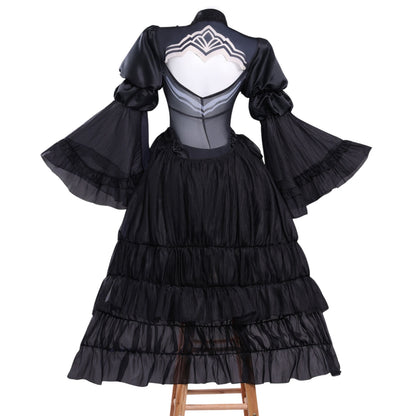 nier automata 2b cosplay costume back cutout print and layered train skirt