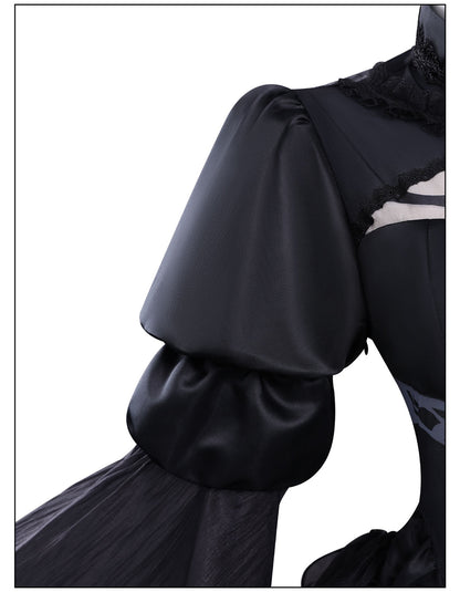 nier automata 2b cosplay double layer puff satin sleeve shoulder detail