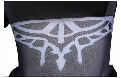 nier 2b cosplay waist mesh gothic tribal print fabric closeup