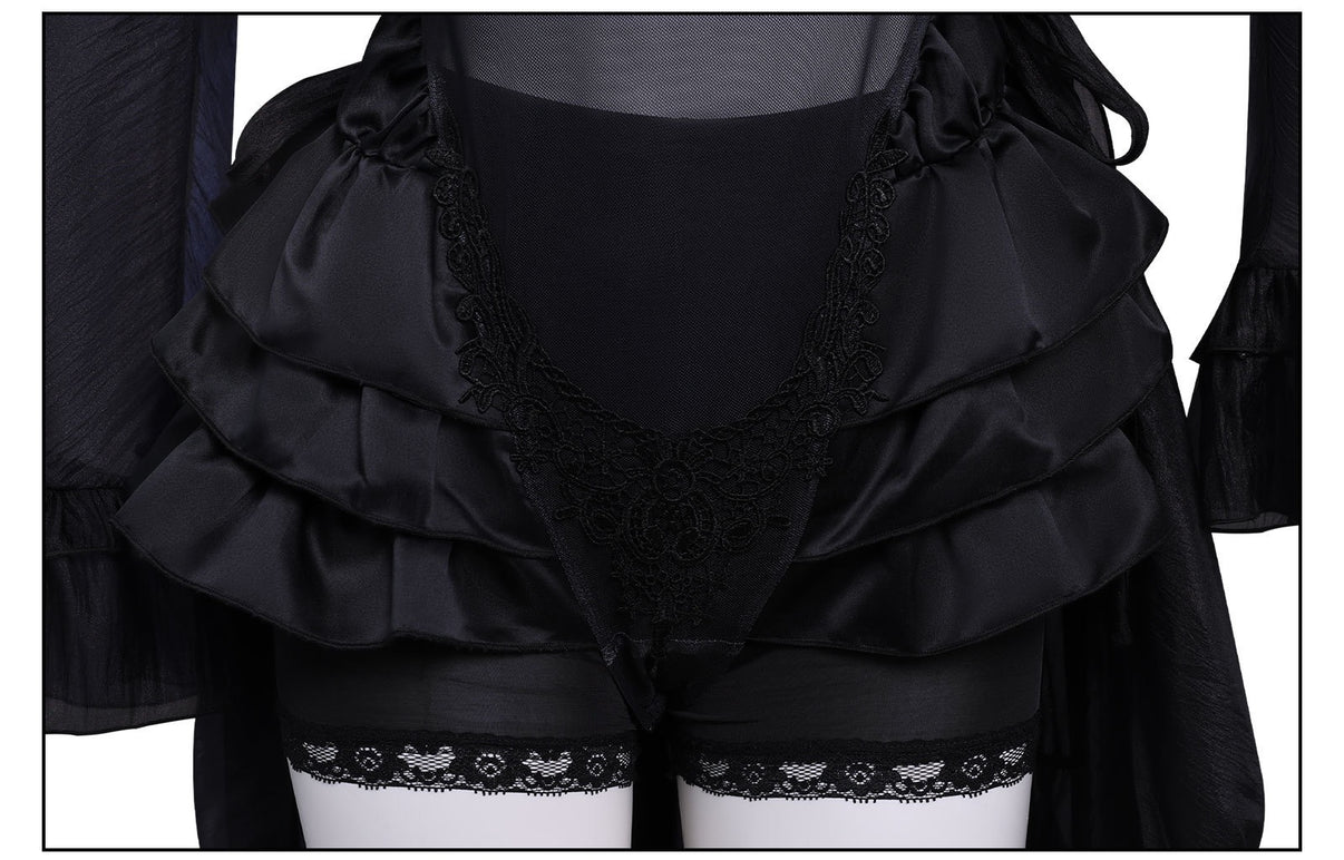 nier 2b cosplay waist satin ruffle lace trim inner shorts closeup
