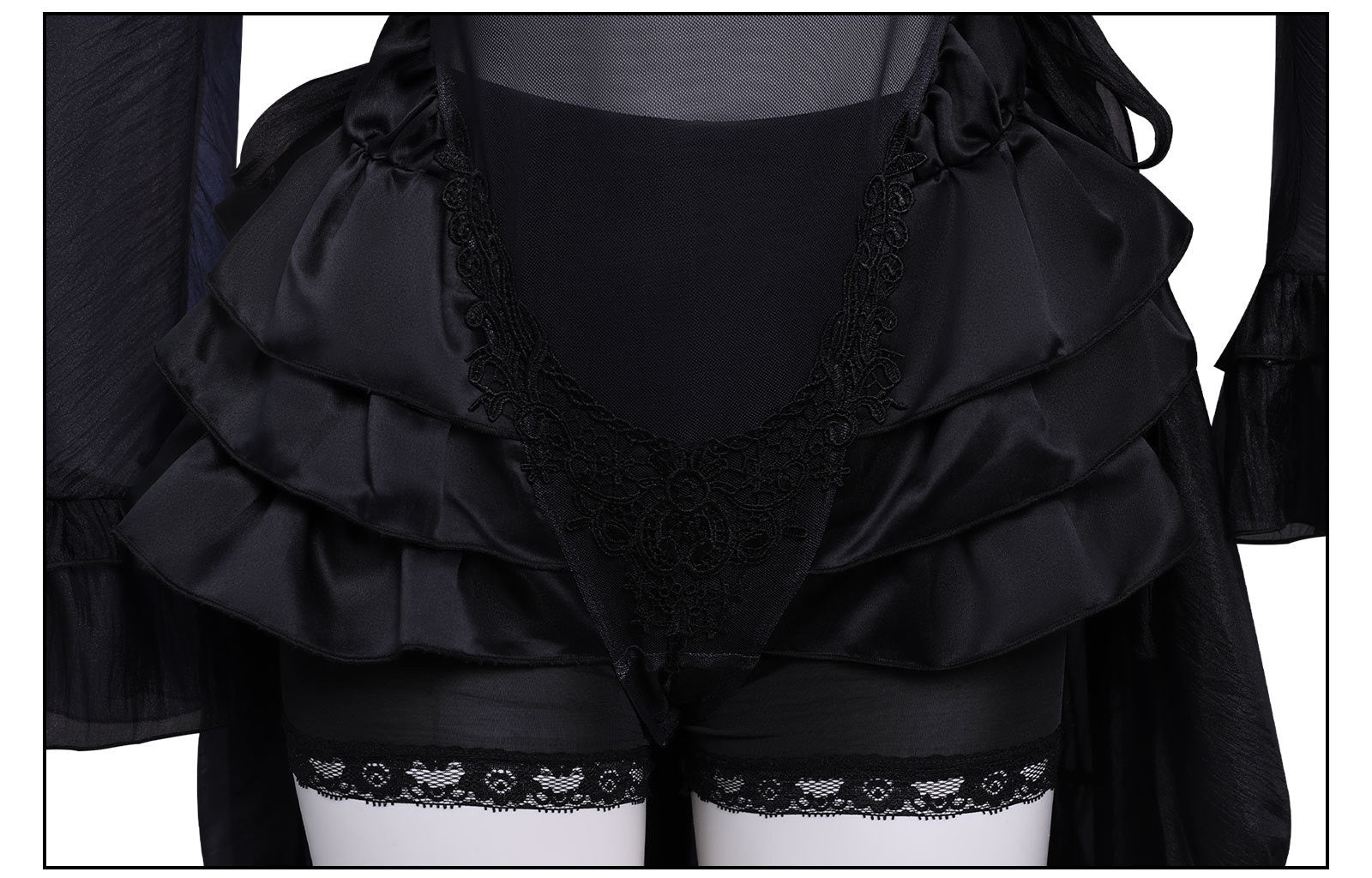 nier 2b cosplay waist satin ruffle lace trim inner shorts closeup