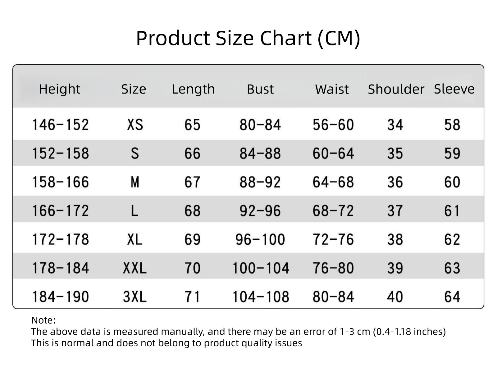 nier 2b cosplay costume size chart measurement cm xs to 3xl