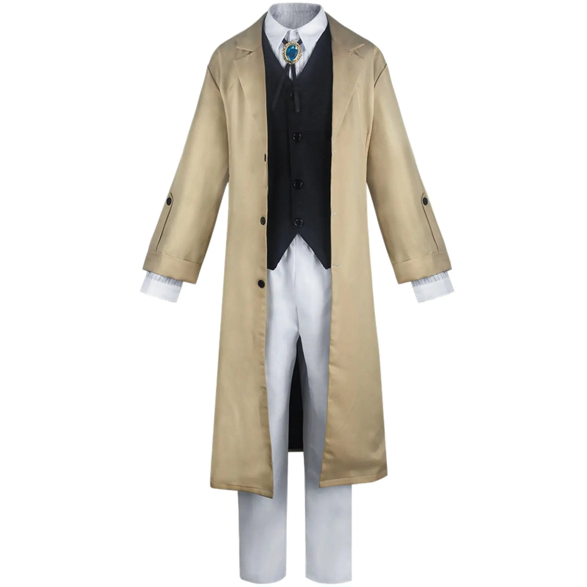 bungo stray dogs osamu dazai long trench coat cosplay costume full set front view