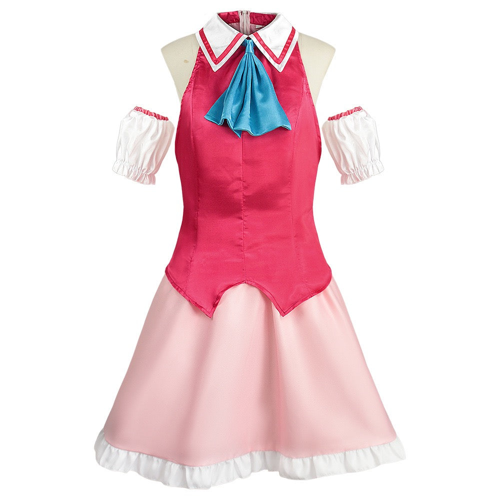 oshi no ko hoshino ai pink cosplay uniform front satin outfit