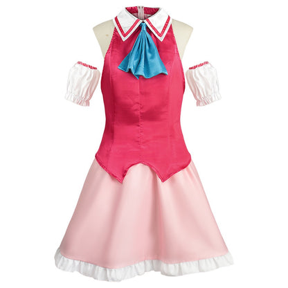 oshi no ko hoshino ai pink cosplay uniform front satin outfit