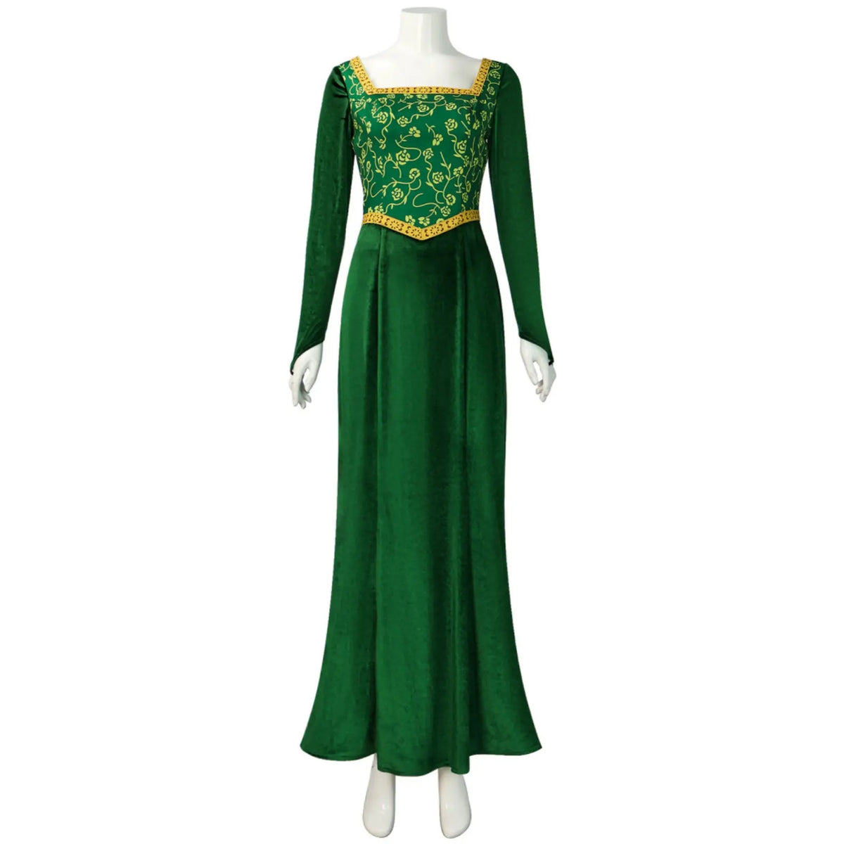 mannequin full view princess fiona green velvet cosplay dress shrek