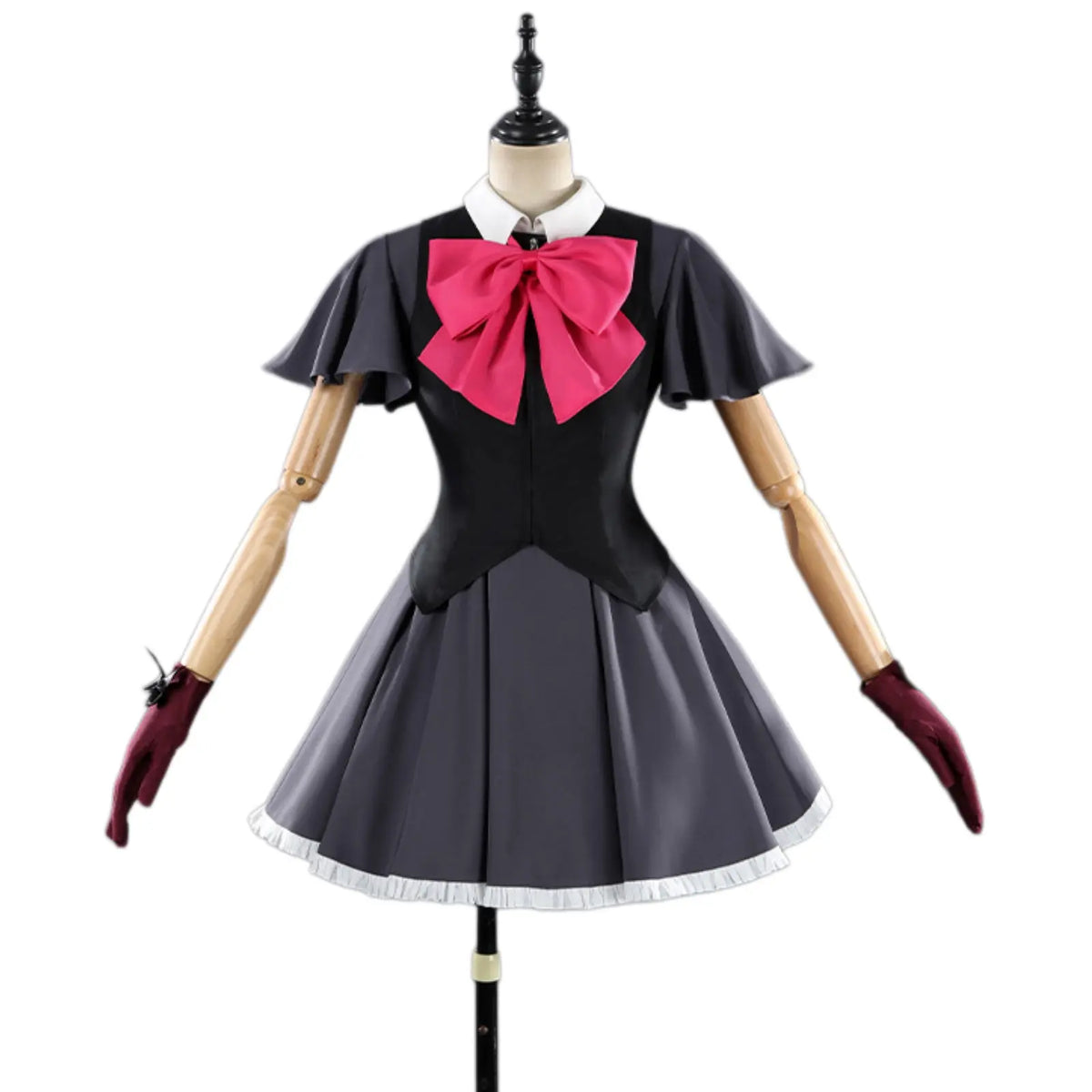 full body shot of mannequin displaying the complete ruby hoshino idol stage costume