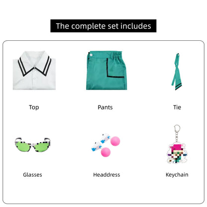 anime saiki kusuo cosplay school uniform complete set includes shirt pants tie glasses headdress keychain