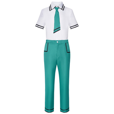 anime saiki k saiki kusuo cosplay costume white shirt green pants school uniform full front view