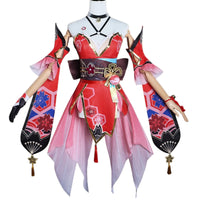 sparkle honkai star rail cosplay red pink costume full set front view