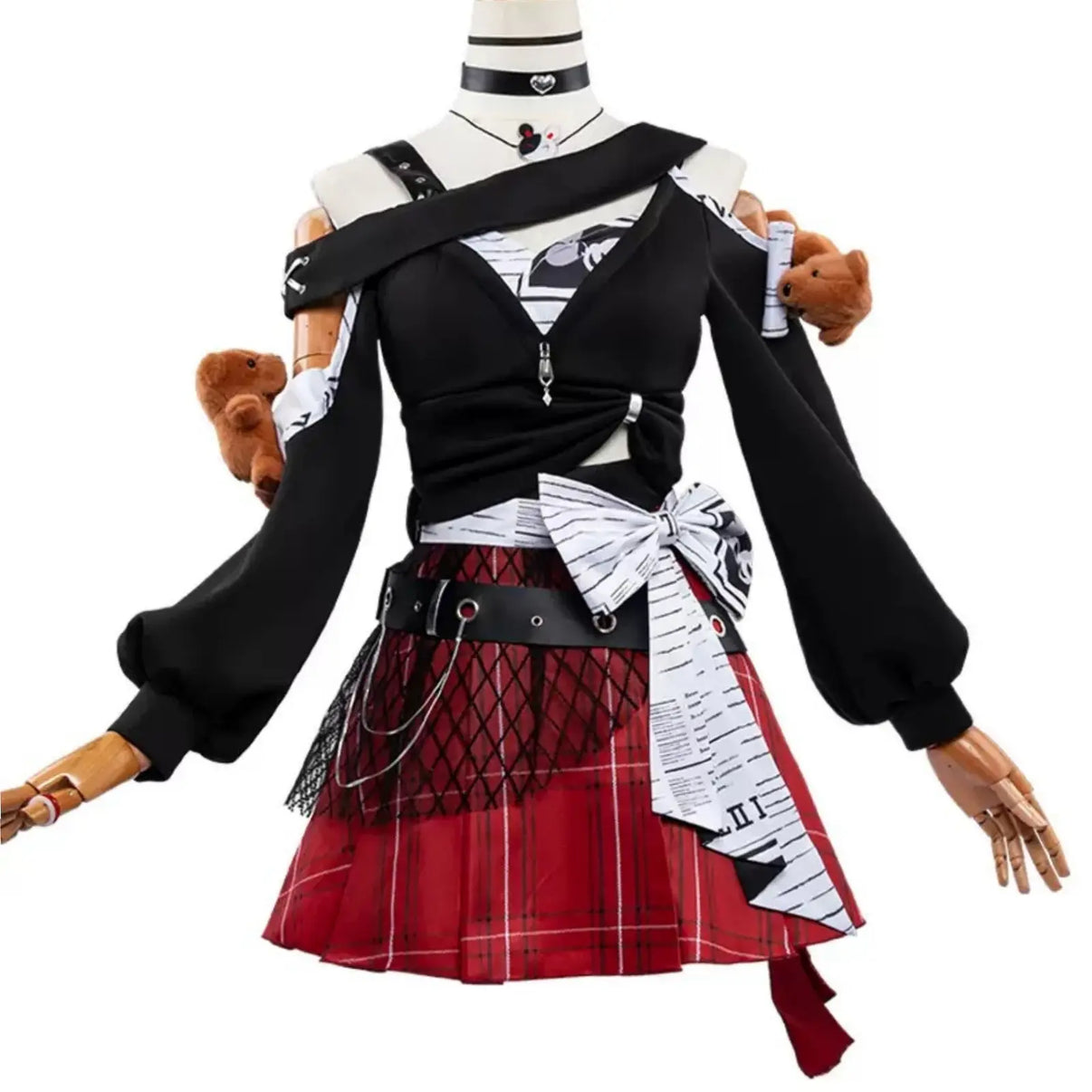 honkai star rail sparkle sweet dream radio cosplay costume front view with teddy bear decor