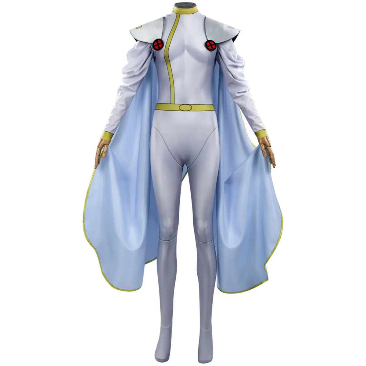 storm x-men 97 cosplay costume full white jumpsuit with light blue cape for women