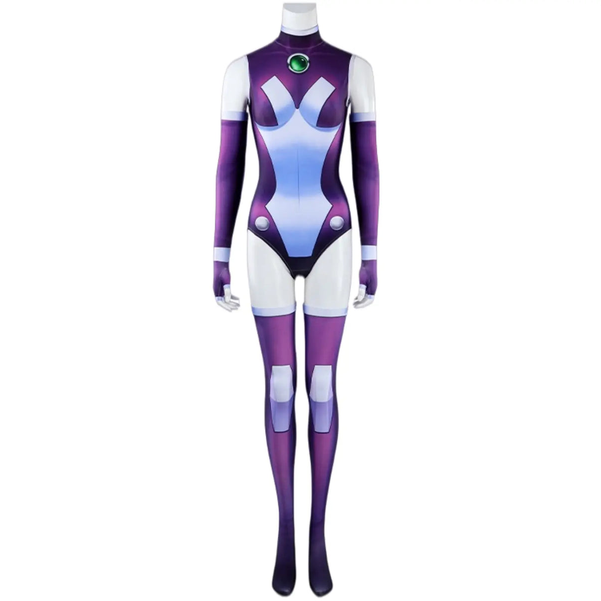 teen titans starfire cosplay costume purple bodysuit full front view