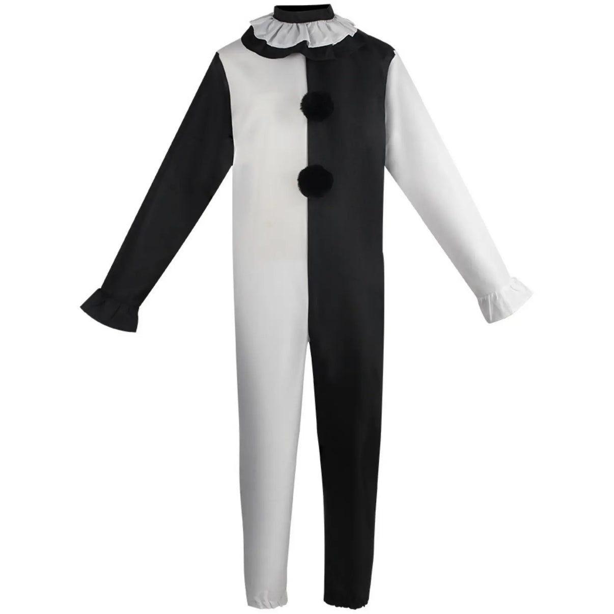 terrifier art the clown black white jumpsuit cosplay costume front view