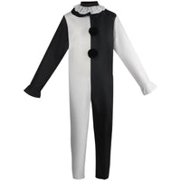 terrifier art the clown black white jumpsuit cosplay costume front view