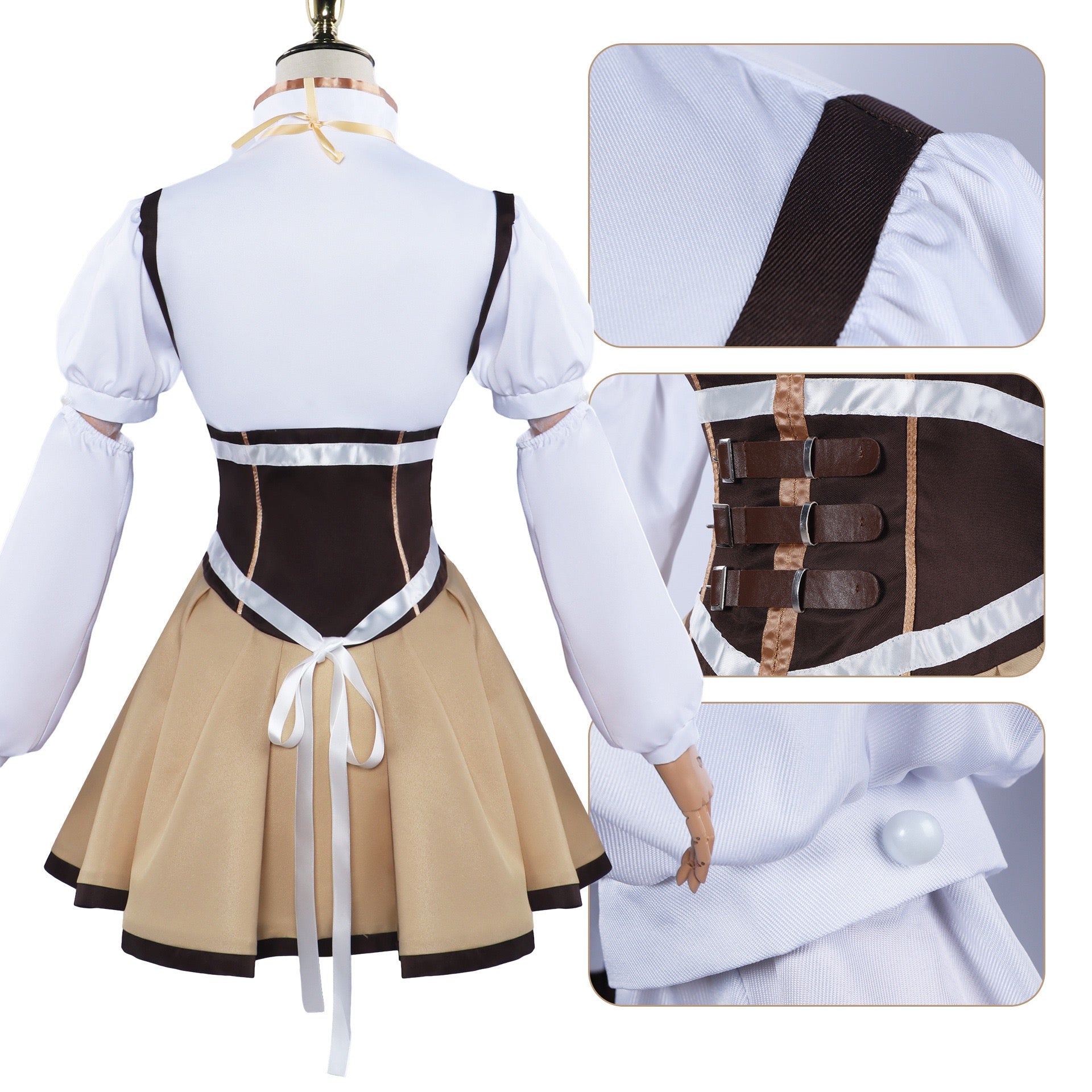 anime madoka magica tomoe mami cosplay uniform back fabric details