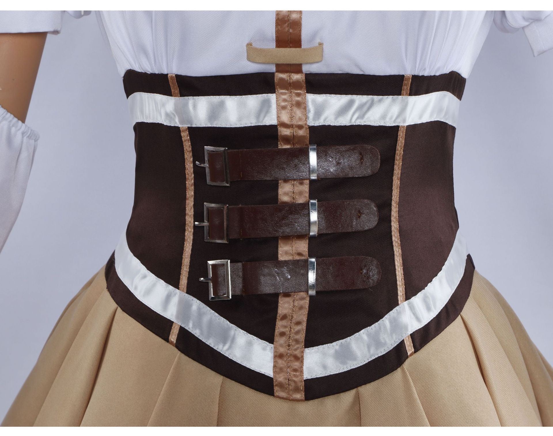 anime madoka magica tomoe mami cosplay waist corset buckle detail