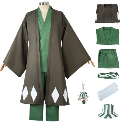 Urahara Kisuke cosplay complete set flat lay display