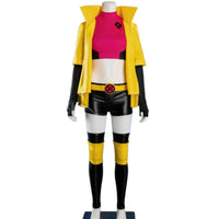full front shot mannequin wearing complete jubilee jubilation lee x men cosplay costume