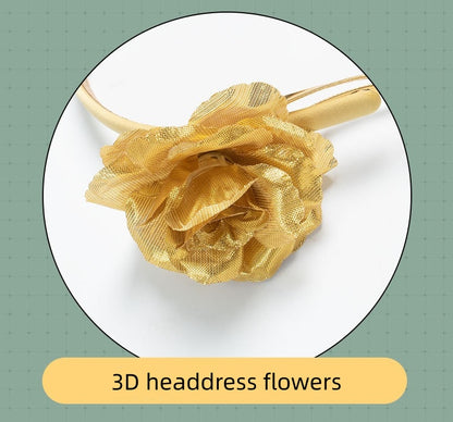yor forger golden rose 3d flower headpiece cosplay accessory