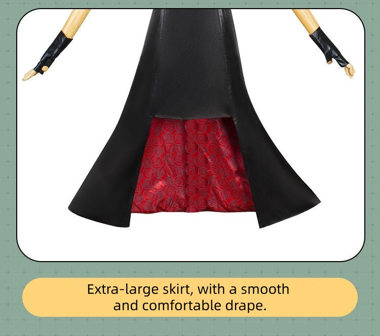 yor forger red patterned lining high split cosplay skirt