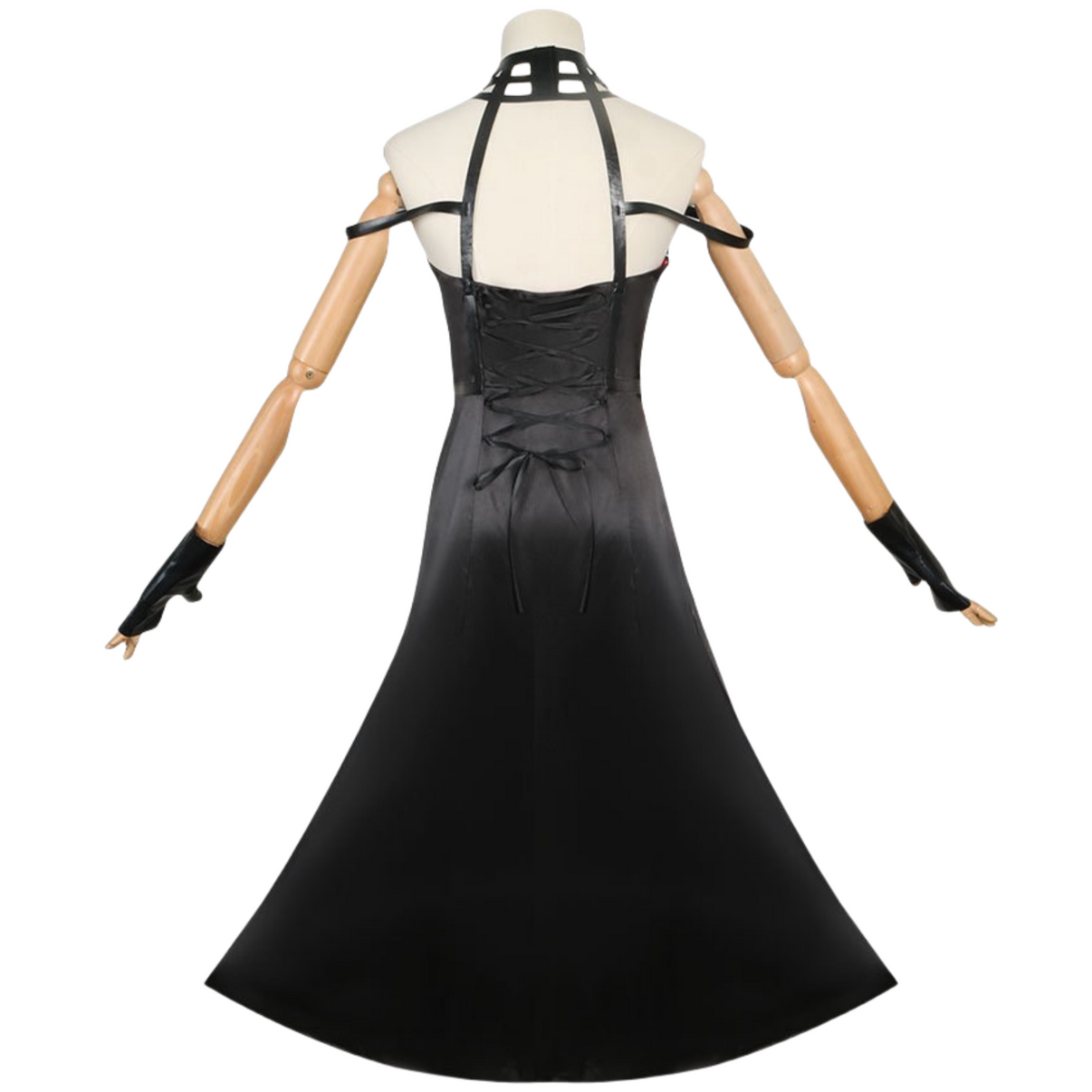 yor forger thorn princess black satin cosplay dress back view