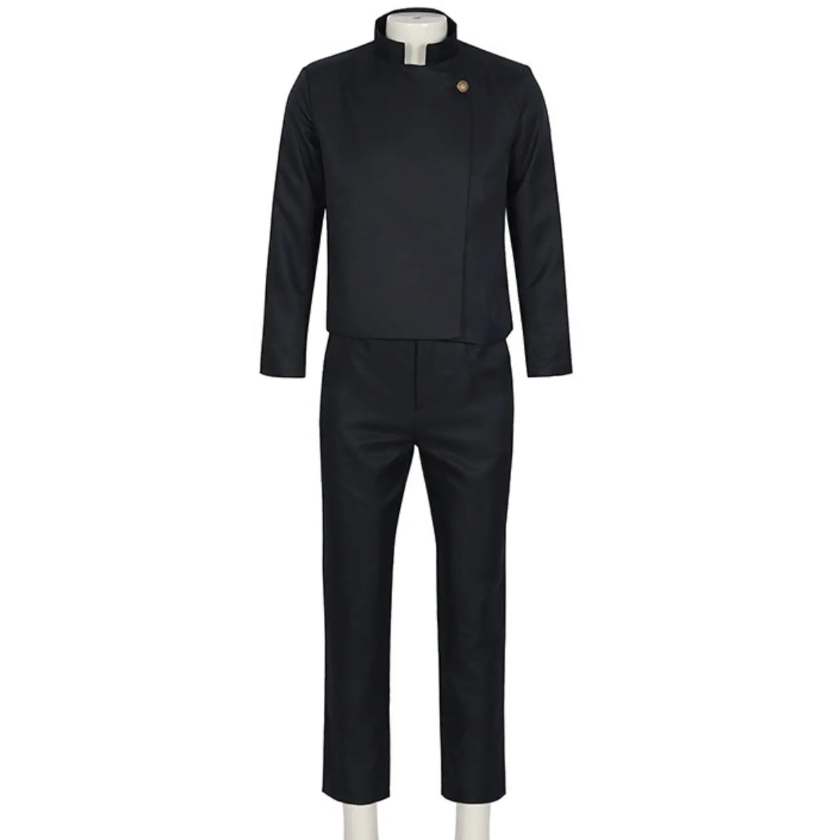 young satoru gojo black jujutsu high uniform cosplay costume front view