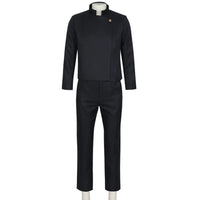 young satoru gojo black jujutsu high uniform cosplay costume front view